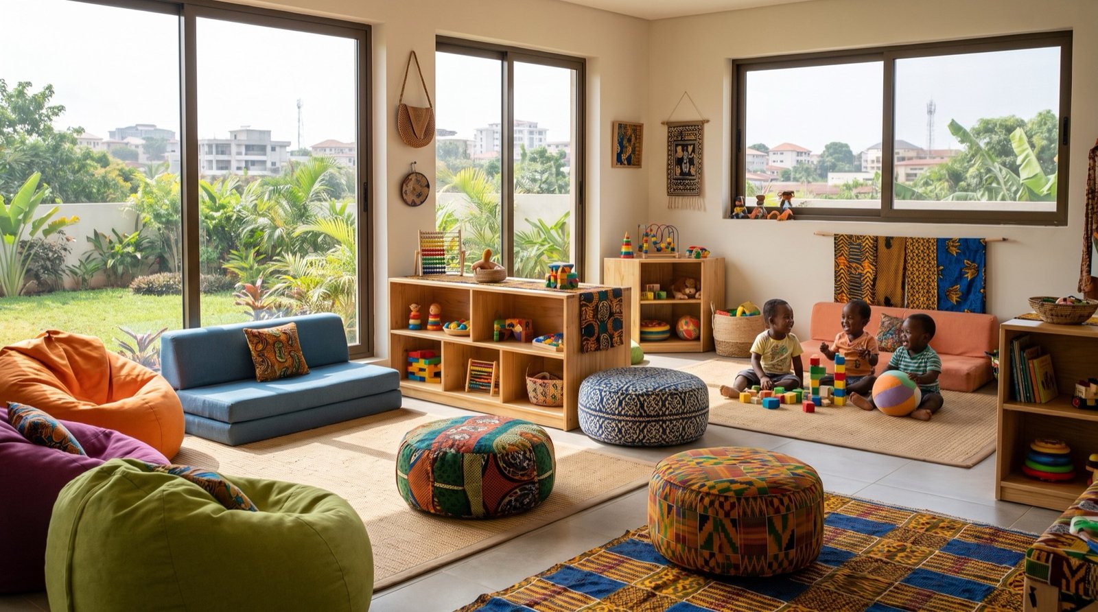 Salle de jeux colorée de la crèche